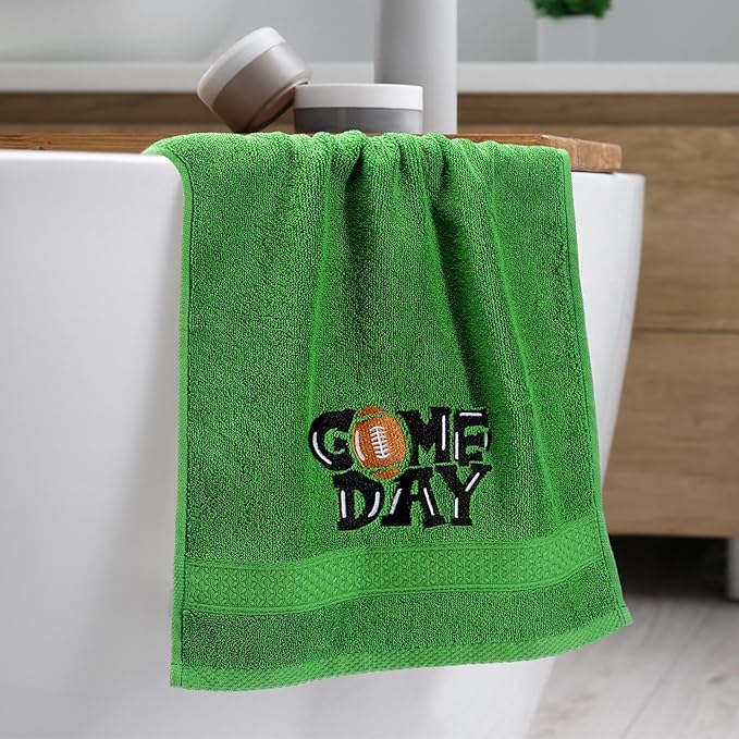 3 Pcs Football Hand Towels for Bathroom Embroidered Bathroom Towels Farmhouse Decorative 13.78 x 29.53 Inch Absorbent Soft Cotton for Kitchen Dish Fast Drying Decor