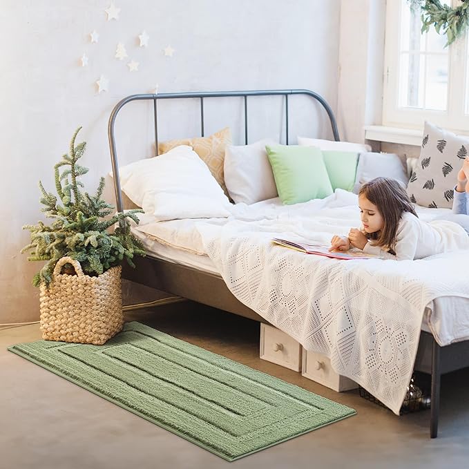 GRANNY SAYS Sage Green Bathroom Rugs Non Slip, 48" x 24", Small Bathroom Rugs Washable,Bath Rugs for Bath,Bath Mats for Bath Floor, Microfiber Bath Mat for Tub, Absorbent Shower Rug