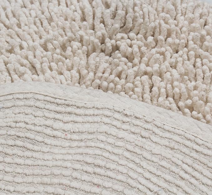 Home Weavers Fantasia Bath Rug 100% Cotton Bathroom Rugs Set, Washable Rug, Soft Cotton Extra Soft and Absorbent Bath Rug, Kitchen Mat, Bath Mat Set, Bath Floor Mat Non Slip, 20"x20" Contour, Ivory