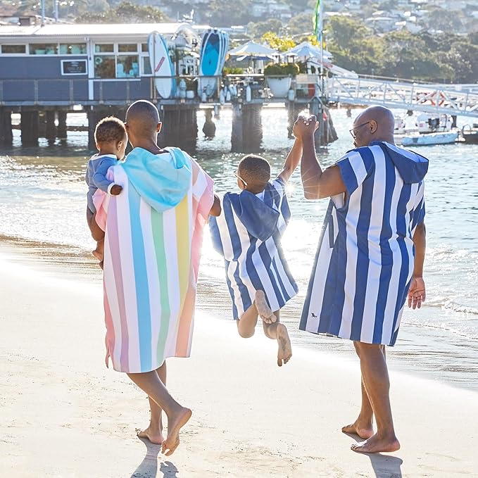 Dock & Bay Poncho with Hood - for Kids - Super Absorbent, Quick Dry - Includes Bag - Cabana - Whitsunday Blue, Medium (Age 7-10)