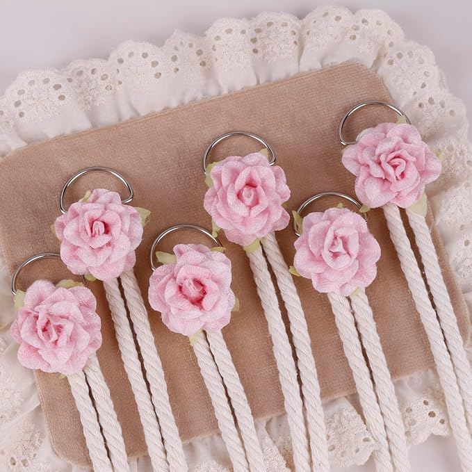 cherrboll Flower Hair Bow Organizer for Baby Girls, 6PCS Floral Hair Clips Holder Headband Hair Accessories Wall Hanging Organizers Storage for Toddler Room Nursery Decor