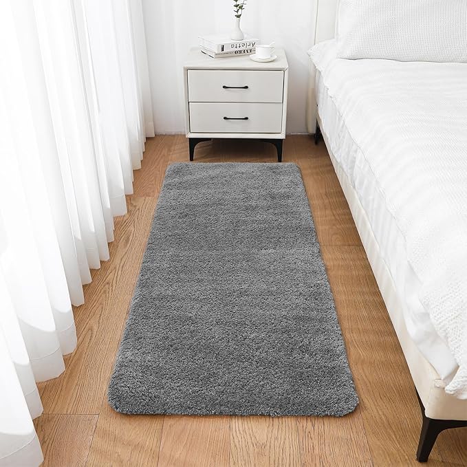 Gray Bathroom Rugs Runner 24"x60" - Long Large Bath Mat, Soft Non Slip Absorbent Microfiber Bathroom Rug, Washable Plush Floor Mat - Perfect for Bedside, Kitchen or Vanity Area