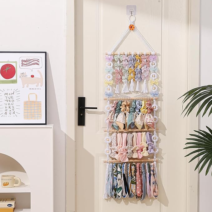 Bow Holder for Girls Hair Bows - Bow Organizer for Girls, Wall-Mounted Baby Headband Organizer, Headband Holder for Baby Girl
