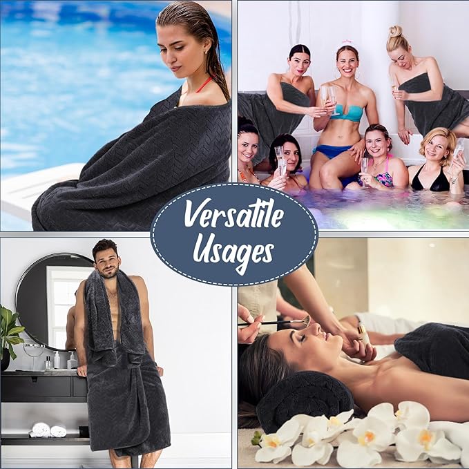 16 Pack Microfiber Bath Towels Bulk 27'' x 60'' Oversized Size Bath Towel Highly Absorbent Extra Large Soft Drying for Shower Beach Winter Salon Sport Gym Party (Wheat,Black)