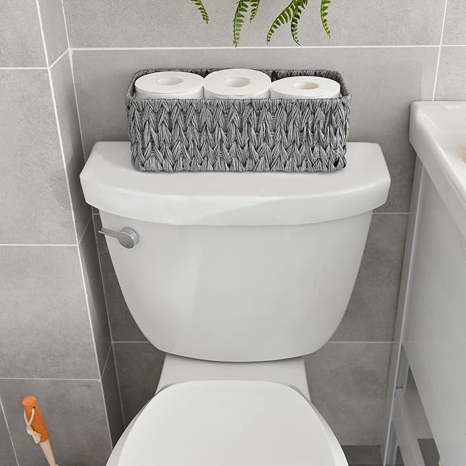 GRANNY SAYS Bundle of 2-Pack Storage Wicker Baskets with Handles & 3-Pack Wicker Storage Baskets for Organizing