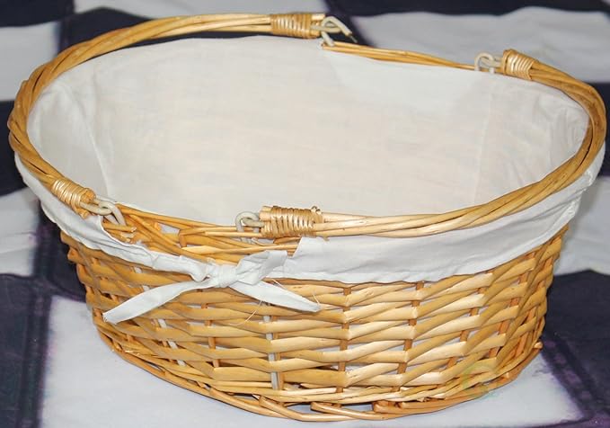 Vintiquewise Oval Willow Basket with Double Drop Down Handles (2 Units)