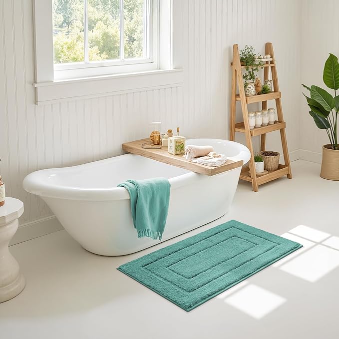 GRANNY SAYS Bathroom Rugs Non Slip, 16" x 24", Bath Rugs for Bathroom Washable, Bath Mats for Floor, Microfiber Bath Mat for Tub, Absorbent Bath Rugs for Shower Room, Sage Green