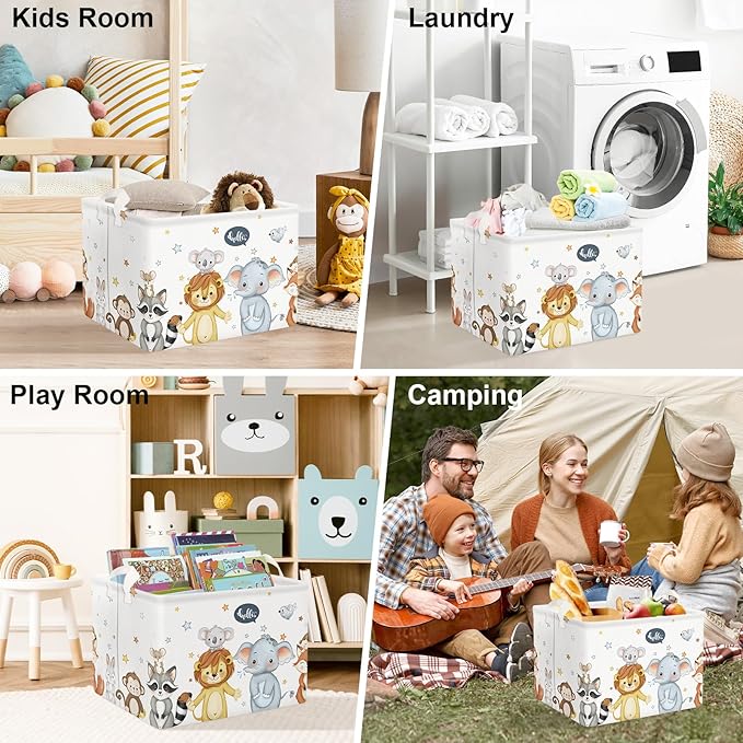 Clastyle Cute Animals Baby Laundry Hamper Kid Storage Basket Boy Girl Gift Toy Box Collapsible Large Clothes Organizer Nursery Bin for Bedroom, Star, 40 * 30 * 30 cm