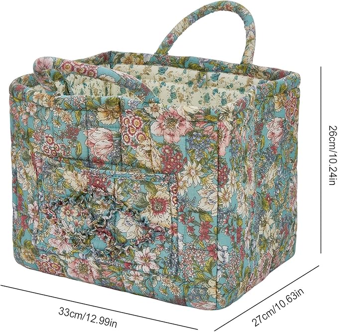 Boho Fabric Storage Basket, Large Capacity Laundry Basket, 12.2'' x 10.23'' x 10.23'' Collapsible Laundry Hamper with Easy Carry Handles (D Multi-Color 16, L)