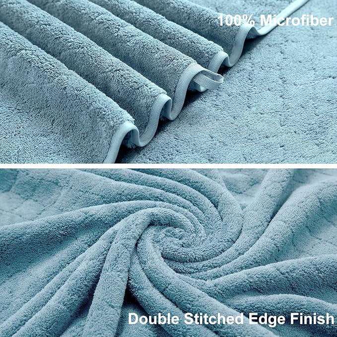 Hailea Luxury Bath Towels Set - 12 Piece (4 Large Bath Towels,4 Hand Towels,4 Washcloths), 100% Microfiber,Extra Absorbent Super Soft & Quick Dry,Complete Family Pack for Bathroom Gym Pool,Turquoise