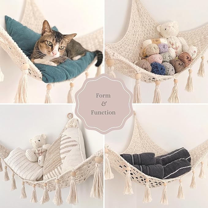 Macrame Toy Hammock for Stuffed Animals - Plush Toy Hammock, Grey Nursery Decor, Hanging Stuffed Animal Organizer, Pebble Grey