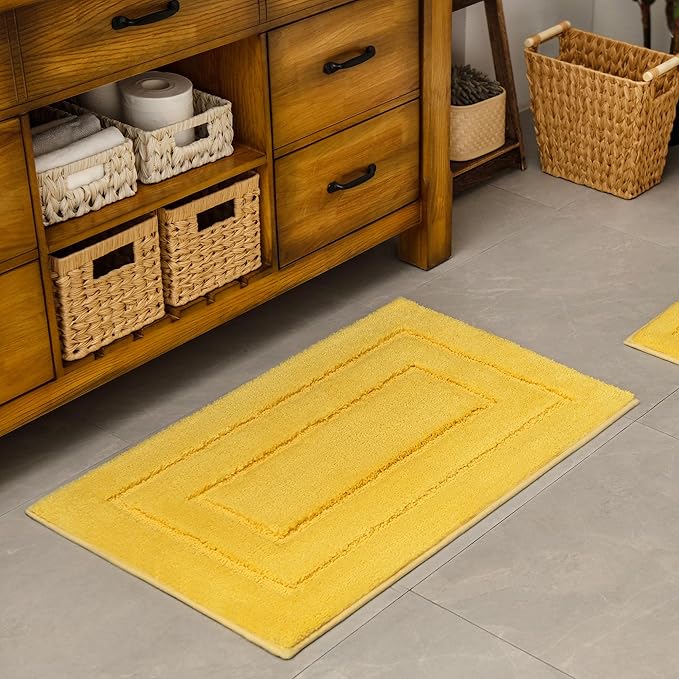 GRANNY SAYS Bathroom Rug Mat,36" x 24" Bath Mats for Bath Non-Slip, Super Soft and Water Absorbent, Microfiber Bath Rugs, Machine Wash Dry, Large Bath Rugs for Bathroom Floor, Yellow