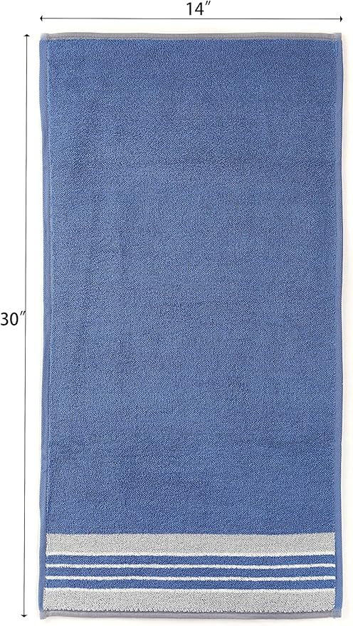 Hand Towels for Bathroom - 14x30 inches, Soft, 100% Cotton, Light-Weight, Blue, Set of 4