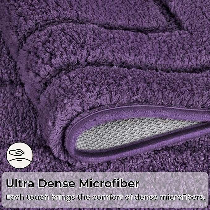 GRANNY SAYS Bathroom Rugs Sets 2 Piece,Soft Bath Mats for Bathroom, Bath Rugs Non Slip Washable, Absorbent Bath Rug for Tub,Shower and Toilet, Bath Mat Set (Purple, 20" x 32" + 16" x 24")