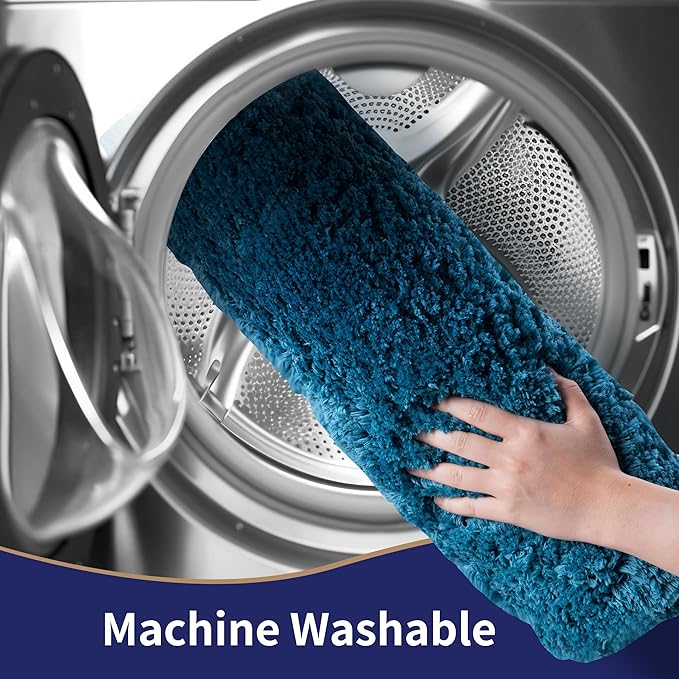 3 Pieces Luxury Bathroom Rug Set with U-Shaped Toilet Rug, Non-Slip Rubber Bottom, Thick Microfiber Fluffy Plush, Water Absorption, Quick Dry, Ultra Soft, Bath Mats for Bathroom, Tub(Turquoise)