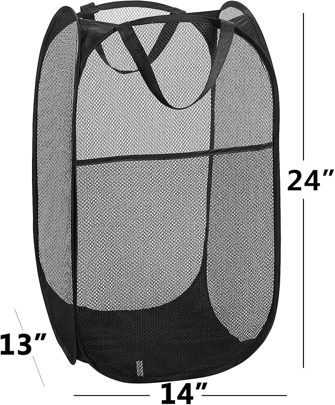 2 pop-up Laundry Hamper,Foldable mesh Laundry Baskets (Each with 2 Reinforced Handles)…