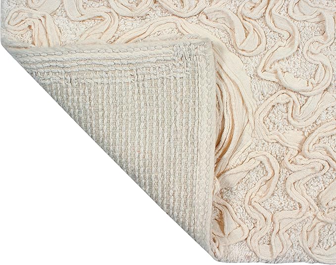 Home Weavers Bell Flower Collection 100% Cotton Tufted Bath Rugs, Extra Soft and Absorbent Bath Rugs, Non-Slip Bath Mats, Machine Washable, Bath Mats for Bathroom Floor, 17"x30" Slice Rug, Ivory