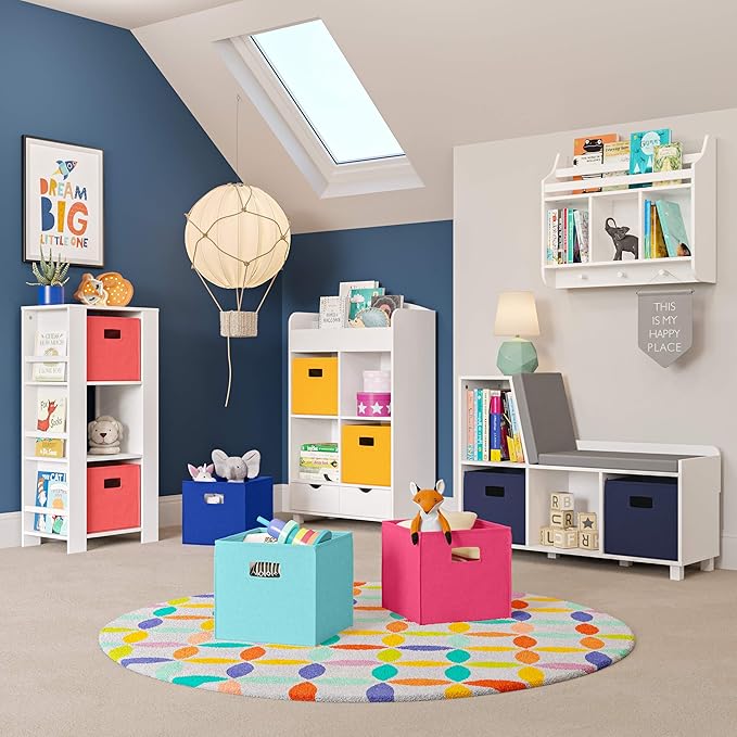 RiverRidge Folding Storage Bins with Handles Aqua Cube Storage Organizer for Closet, Bedroom & Playroom - Closet Organizers and Storage Set of 4