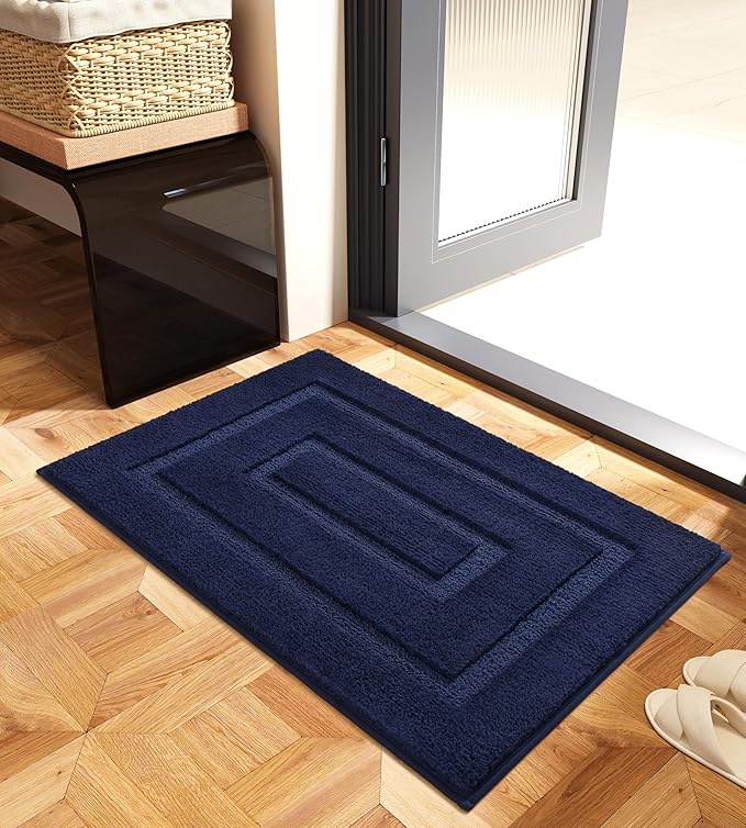 HOMORE Bathroom Runner Rug 24x36 Inch, Navy Blue Non Slip Bath Rug Thick Soft and Absorbent Microfiber Bathroom Mat, Washable Plush Bath Runner Rugs Carpet for Shower Floor