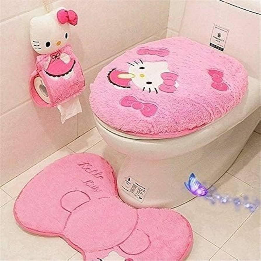 Transform Your Bathroom into a Pastel Paradise: Review of the Pink Cartoon 4-Piece Bath Set