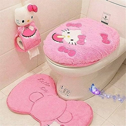 Transform Your Bathroom into a Pastel Paradise: Review of the Pink Cartoon 4-Piece Bath Set
