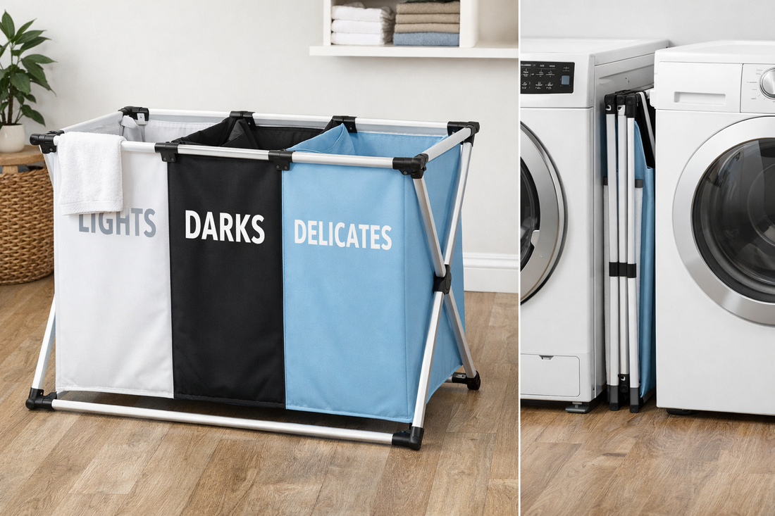 Cut Your Laundry Time in Half: Master Your Home Organization with the 3-Section Foldable Aluminum Laundry Sorter