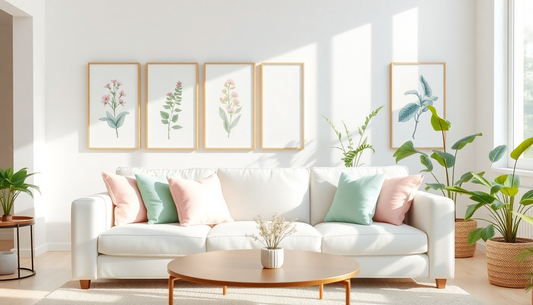 Refresh Your Living Room for Spring with Pastel Accents and Botanical Prints