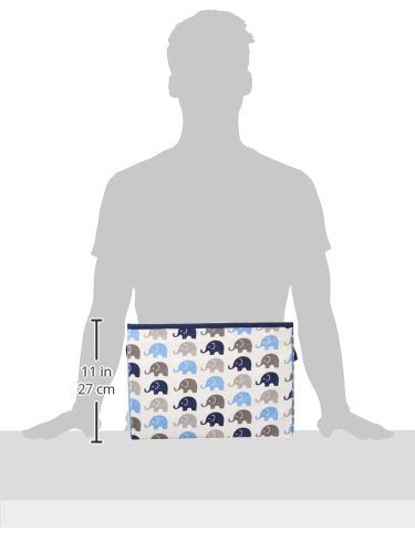 Bacati - Large Storage Tote Elephants Blue/Grey 14 x 14 x 10 inches