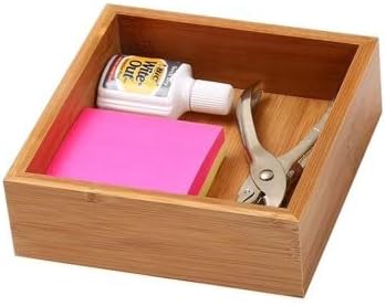 YBM Home Bamboo Drawer Organizer Storage Box for Kitchen Drawer, Junk Drawer, Office, Bedroom, Children Room, Craft, Sewing, and Bathroom, 6x6x2 Inch 324