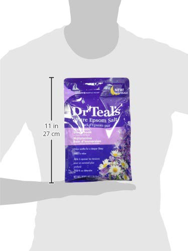Dr Teal's Pure Epsom Salt Soak, Sleep Blend with Melatonin, Lavender & Chamomile Essential Oils, 3 lbs