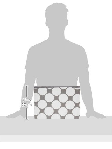 Bacati - Large Storage Tote Polka Dots and Pin Stripes Grey Neutral 14 x 14 x 10 inches
