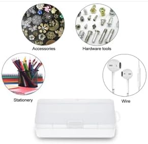 Pssopp 7.2 x 3.5 x 1.8in Rectangular Empty Mini Clear Plastic Organizer Storage Box White Lid with Clear Base for Small Items Other Craft Projects
