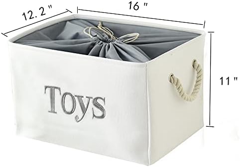 INough Toy Storage for Kids Toy Box Lightweight Collapsible Toy Storage Organizer Toys Bin with Handle, Storage Baskets for Kids, Boys, Girls, Nursery Room (Large, Toys)