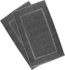 HILLFAIR 900 GSM-Hotel-Spa Tub-Shower Bath Floor Towels - (2 Pack, Platinum Grey, 21 Inch by 34 Inch) - 100% Cotton Floor Towels Machine Washable Cotton Terry Bath mat Rugs - 2 Piece Towel Set