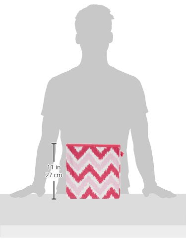 Bacati -Small Storage Tote Mix N Match Ikat Chevron/Dots Pink/Fuschia 10 X 10 X 10 inches