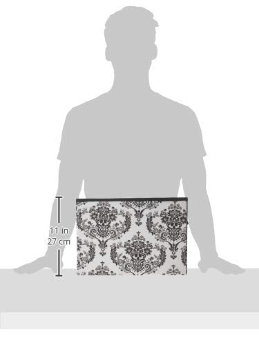 Bacati - Large Storage Tote Classic Damask Black/Grey/White Neutral 14 x 14 x 10 inches