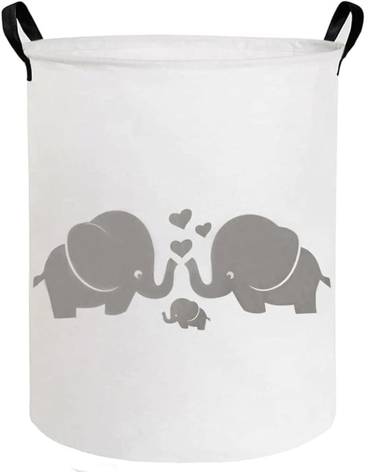 ESSME Baby Laundry Basket,Elephant Hamper，Baby Hamper For Nursery for Kids, Elephant Nursery Decor,Gift Baskets,Home Organizer (Love Elephant)
