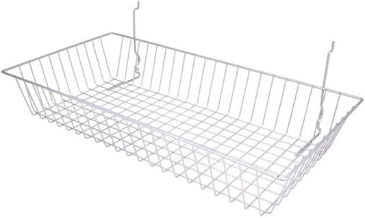 BSK11-WTE 24 x 12 x 4 in. Shallow Basket, White