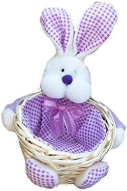 Two's Company Gingham Bunny Basket (Purple)
