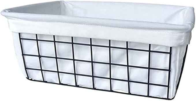 Iron Storage Basket Fabric Storage Basket Desktop Snack Basket 1 Pack Wire Baskets for Storage, Basket Organizer Storage Bin for Kitchen Cabinets A