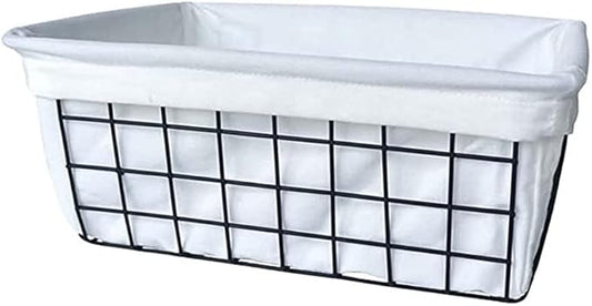 Iron Storage Basket Fabric Storage Basket Desktop Snack Basket 1 Pack Wire Baskets for Storage, Basket Organizer Storage Bin for Kitchen Cabinets A