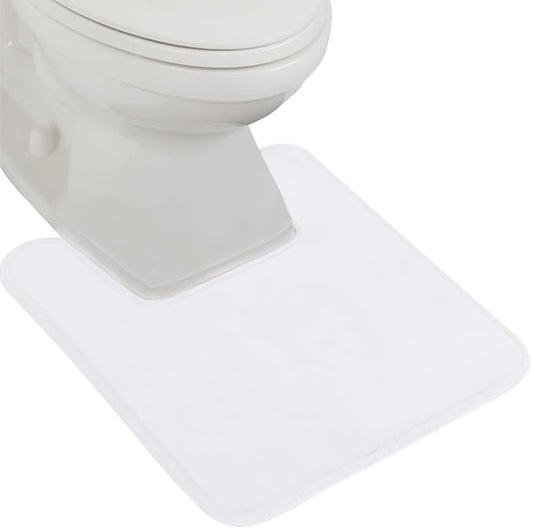 GORILLA GRIP Thick Memory Foam Toilet Rug for Bathroom, Square Shaped Washable, Soft Absorbent Velvet Topside Floor Mats, Machine Wash, Cushioned Luxury Rugs for Bath Room, 22.5x19.5, White