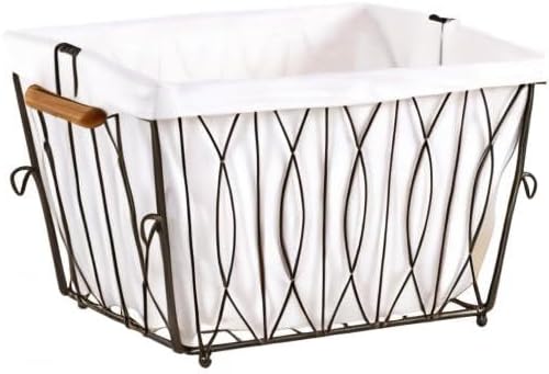 Artesa Verona Collapsible Metal Laundry Cart with Removable Basket & Canvas Bag, 20.5" L x 16.2" W x 13" H, Antique Black