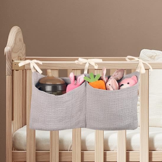 Dormitory Bed-Bunk Organizing Bag Nappy-bags Organizer Bedside Hanging Bags Milk Bottle Bib-Storage Bag Crib Organizer Bag Baby Nappy-Bag cotton (pink)