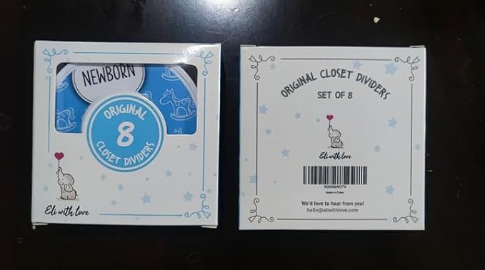 Eli with Love Baby Closet Dividers (Baby Blue) – Fits 1.5" Rod - Set of 8 Baby Clothes Organizers – Organize Nursery Hangers Size/Age