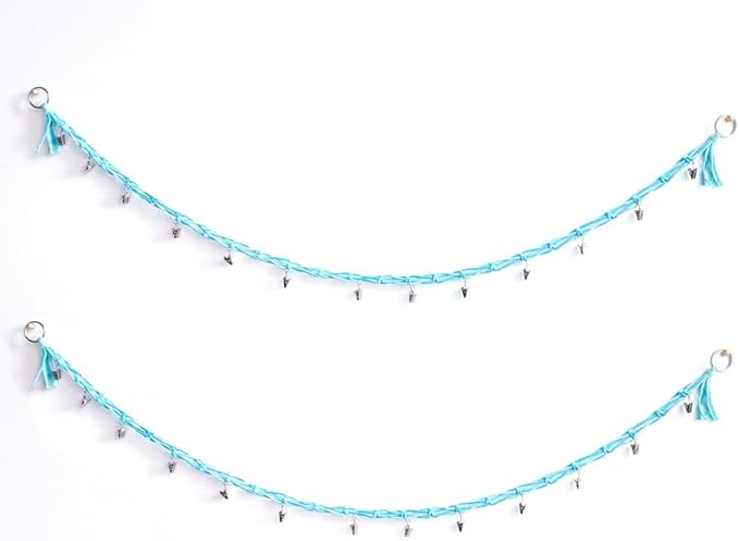 2 Pcs 80” Cotton Hanging Storage Chains for Stuffed Animal Storage, Each Boho Display Chain Comes with 20 Metal Clips, Nursery Hanging Storage Organizer for Wall or Corner Nursery playroom