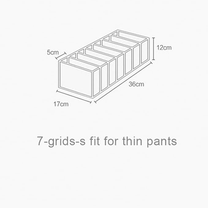HSLFUAI Pack of 2 Wardrobe Clothes Organizer 7 grids Closet Organizers and Storage,Dresser Drawer Organizers for thin Pants,thin Jeans Organizer for Closet (Gray-7M-2PCS)