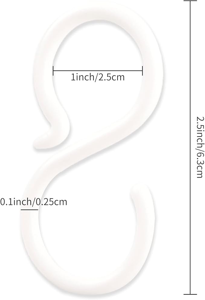 POVETIRE 30 Pack 2.5 Inch Rubber White S Hook for Hanging Baby Headband Hair Accessories Baby Bib NecklaceJewelry Hat Holder