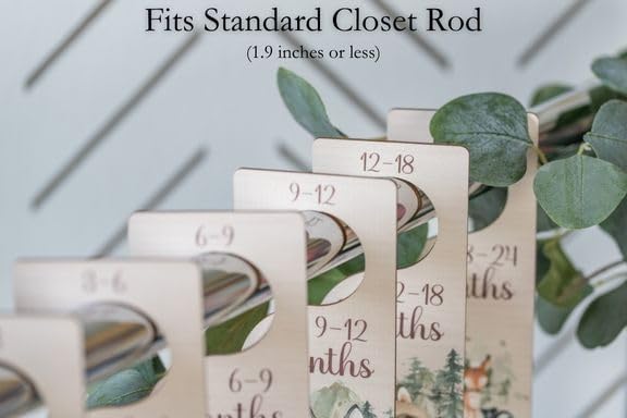 Baby Closet Dividers | Woodland Nursery Decor Closet Dividers for Baby Clothes | Hanging Wooden Baby Clothes Dividers for Closet | NB - 24 Month Size