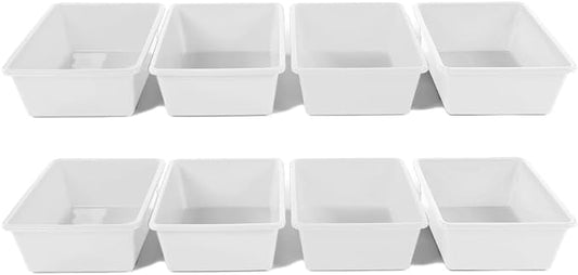 Humble Crew Toy Storage Bins for Kids, Set of 8, White, Large - Sturdy, Colorful Plastic Storage Bins for Classroom, Playroom, Nursery, and More - Premium Toddlers Toy Organizer Bins